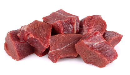 raw tasty beef isolated on white background