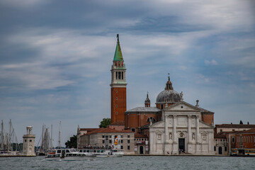 Fototapeta na wymiar panoramic view of Basilica of Saint George in a cloudy day, Venice, Italy