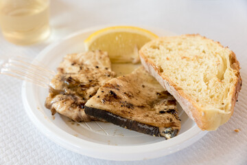 Grilled Swordfish with bread