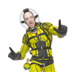 Obraz premium retro space astronaut is doing a what is going on meme pose