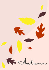 Autumn posters and postcards. Orange and red leaves for the background.