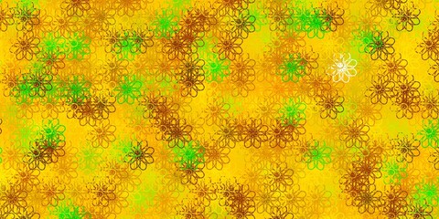 Light Green, Yellow vector background with curved lines.