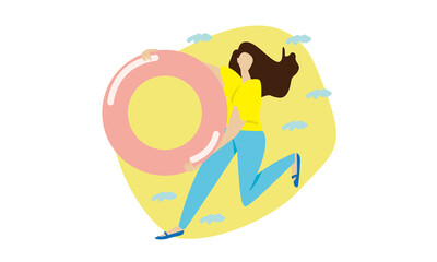 women frame with Float in summer