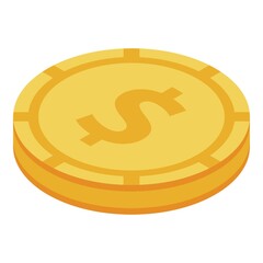 Dollar gold coin icon. Isometric of dollar gold coin vector icon for web design isolated on white background