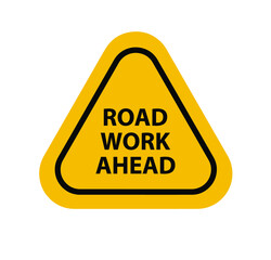 Obraz premium road work ahead sign on white background 