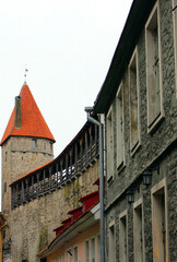 Fototapeta na wymiar View of the old buildings of Tallinn.
