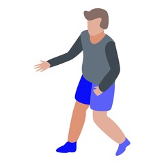 Boy travel car icon. Isometric of boy travel car vector icon for web design isolated on white background