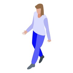 Fototapeta na wymiar Woman outdoor walking icon. Isometric of woman outdoor walking vector icon for web design isolated on white background