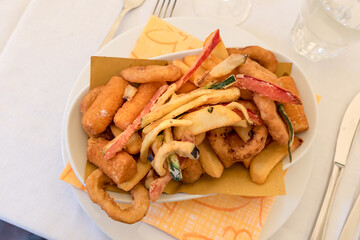 Fried vegetable close up view