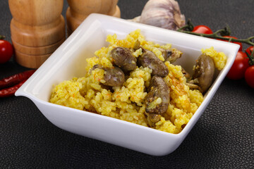 Rice with Chicken hearts