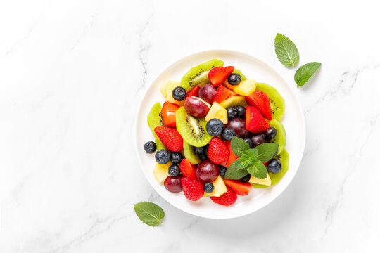 Top down view of vitamin fruit salad