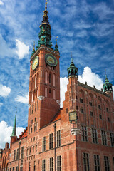 Beautiful architecture of the city hall in Gdansk, Poland
