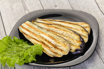 Grilled eggplant in the bowl
