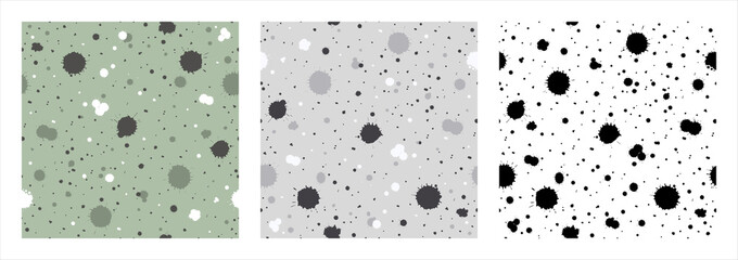 Collection of seamless backgrounds from colorful spots and splashes of paint. Combinations of abstract and mysterious forms.