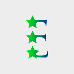 logo star with letter e modern vector design	