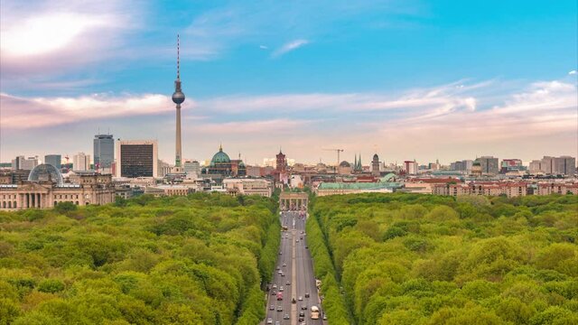 Berlin Germany time lapse 4K, city skyline timelapse at Tier Garden