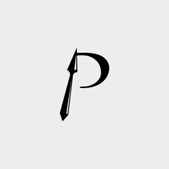 logo arrow with letter p vector design	
