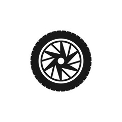 Tire and wheel icon flat vector illustration