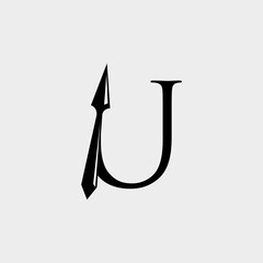 logo arrow with letter u vector design