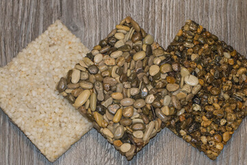 
samples of building materials - stone chips bonded with epoxy resin