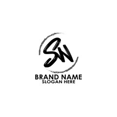 logo letter sw brush vector design	