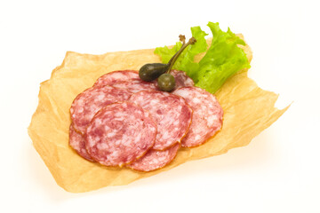 Spanish Salchichon sausage with salad
