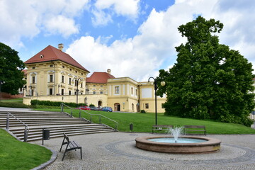 beautiful summer day with building of castle near town Brno in Czech republic
