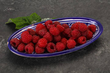 Red bright ripe sweet raspberry