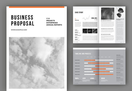 Business Proposal Layout with Orange Accents