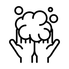 personal hand hygiene, hands bubbles foam disease prevention and health care line style icon