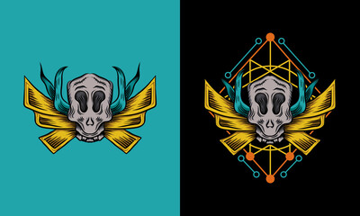 dark skull illustration vector mascot template. can be used for cloth, shirt, fashion, print, poster
