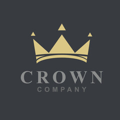 Obraz premium Crown logo icon design template with golden vintage shape. Symbol of royal and jewelry king, queen, princess. Modern line gold vector element illustration for brand company, hotel, fashion clothing