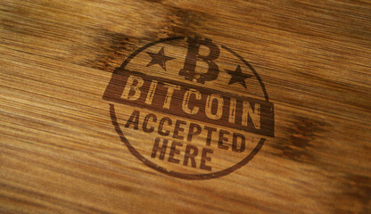 Bitcoin accepted here stamp and stamping