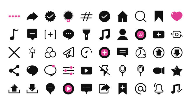 Tik Tok Fill Style Icon Set Vector Design