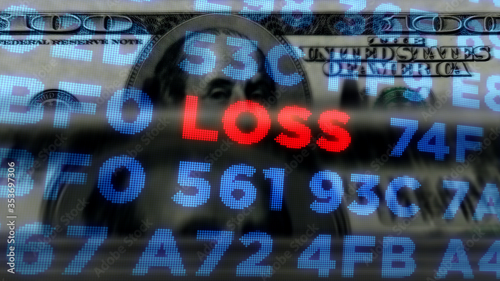 Wall mural crisis and recession stock markets and dollar money illustration