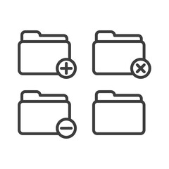 Set of folder icons on white background