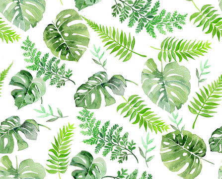 watercolor seamless tropical leafs for print © Wonderla
