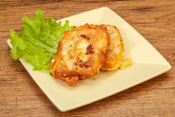Roasted cod fish in bread