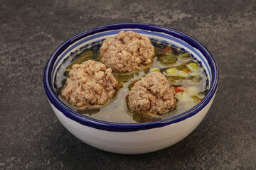 Soup with vegetables and meat balls