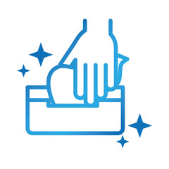 personal hand hygiene, wipe your hands with a paper towel, disease prevention and medical care gradient style icon