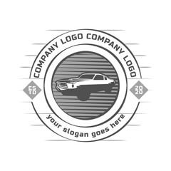 Simplecar concept logo template with emblem. flat 2 color.vector eps10-editable.