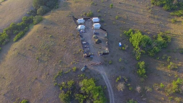 Airsoft. Aerial view. United States military base in Afghanistan.
