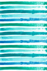 Papier Peint photo Lavable Rayures horizontales rayures d& 39 été bleu turquoise clair frais sur fond blanc