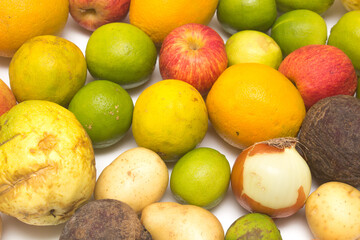 Assortment of exotic fruits isolated on white