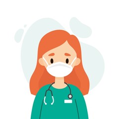 Female doctor/nurse wearing a mask