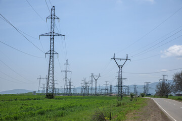 electrical towers and field
