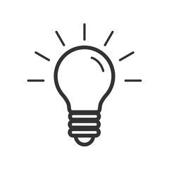 Light bulb flat vector icon isolated on white background. Idea sign, solution, thinking concept. Lighting Electric lamp.  Web site, UI. EPS