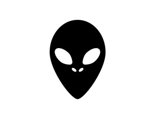 Alien black and white silhouette . Clip-art.