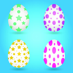 Set of colorful easter eggs isolated on white background. Vector illustration.
