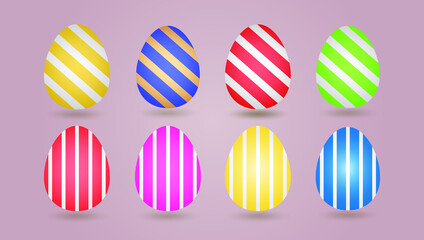 Set of colorful easter eggs isolated on white background. Vector illustration.
